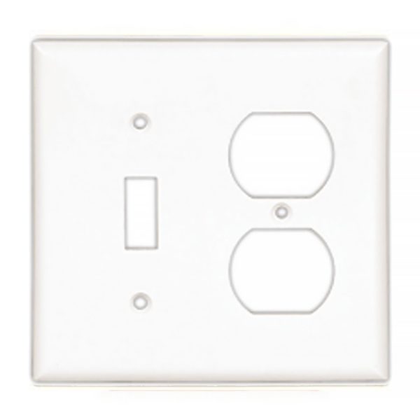 Wall Plate 2-Gang Toggle & Duplex Receptacle 51-0185W