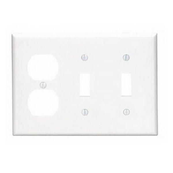 Toggle Wall Plate 3-Gang, 2 Toggles & Duplex Receptacle 51-0191W