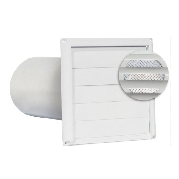 White Vent Hood with Screen Plastic 4" 76-0012